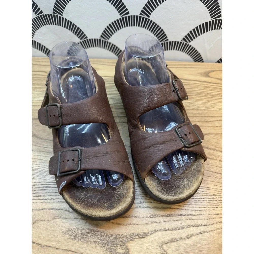 SAS Women's 9 Relaxed Amber Brown Heel Strap Flat Comfort‎ Sandals Leather